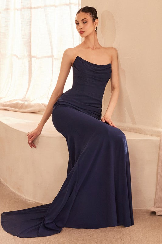 VESTIDO STRAPLESS CON CORSET T702