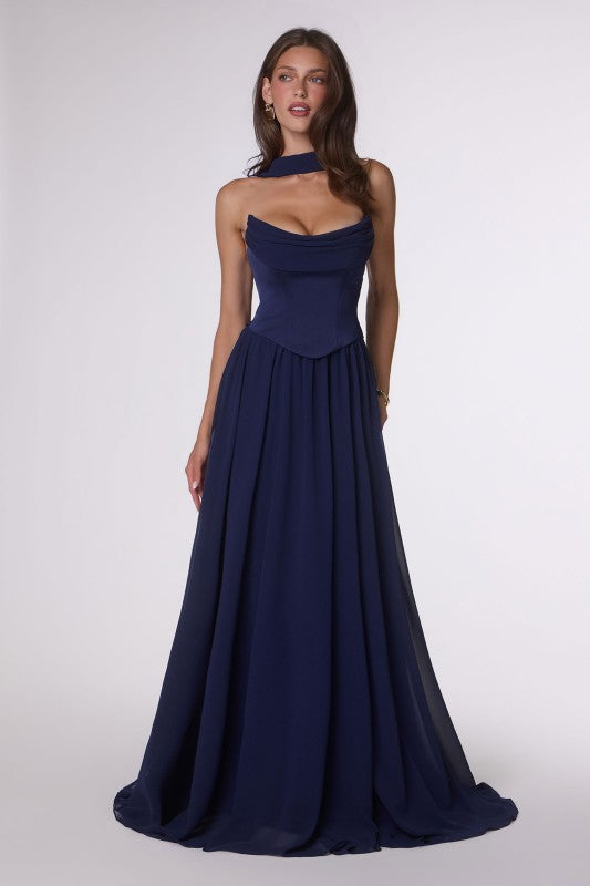 VESTIDO CORSET CON BUFANDA T741