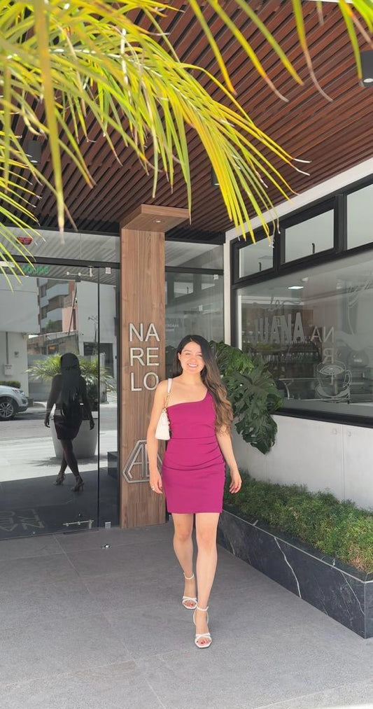 VESTIDO CORTO ASIMETRICO D2198