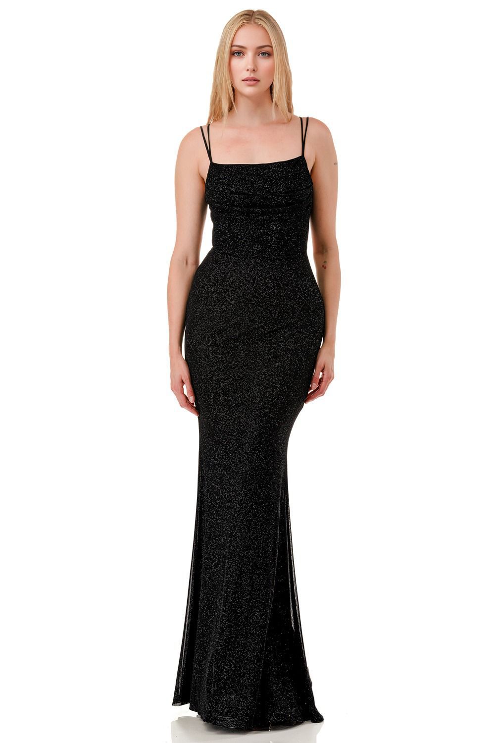 VESTIDO LARGO DE BRILLOS CON ESCOTE EN ESPALDA CD30502