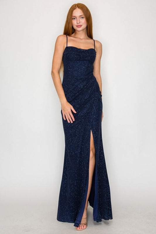 VESTIDO LARGO DE BRILLOS CD41177