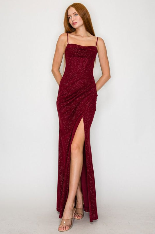 VESTIDO LARGO DE BRILLOS CD41177