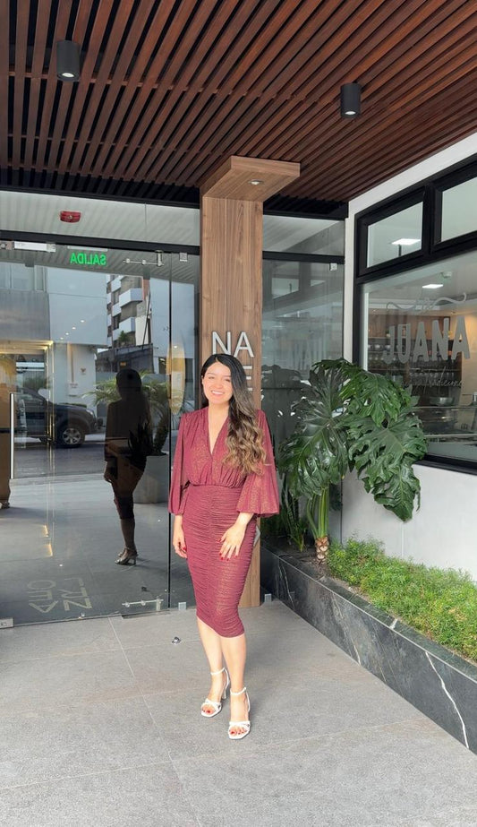 VESTIDO MIDI CON MANGAS 5799-6