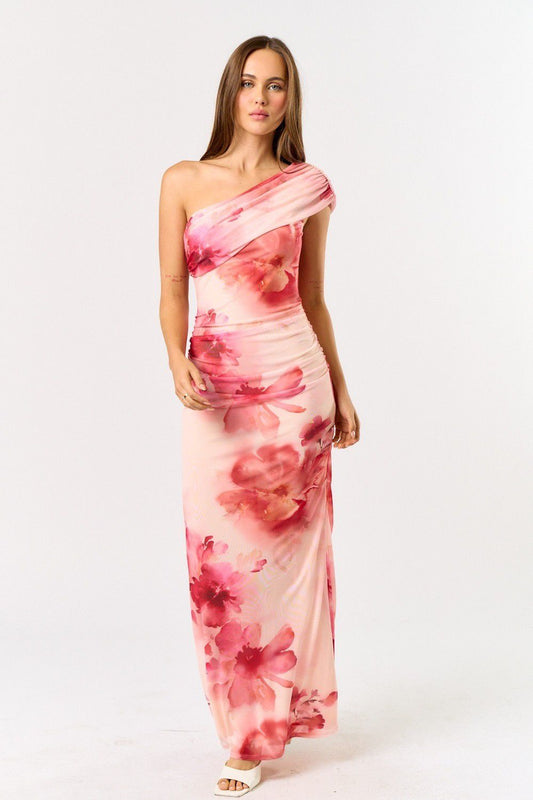VESTIDO LARGO FLORAL ASIMETRICO BD25555