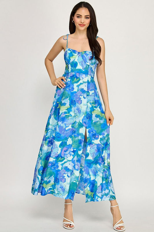 VESTIDO FLOREADO CON TIRANTES FINOS SD0188