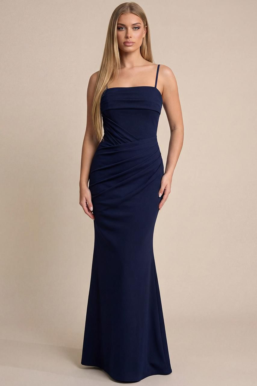 VESTIDO LARGO DRAPEADO CORTE CUADRADO MF23140