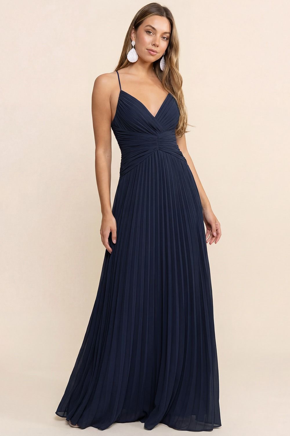 VESTIDO LARGO PLIZADO MF22319