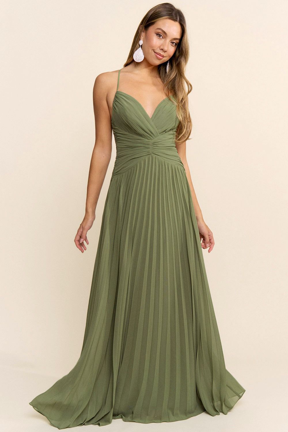 VESTIDO LARGO PLIZADO MF22319