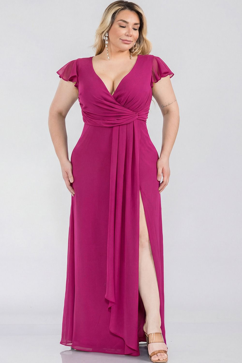 VESTIDO LARGO CON ESCOTE EN V 2406P