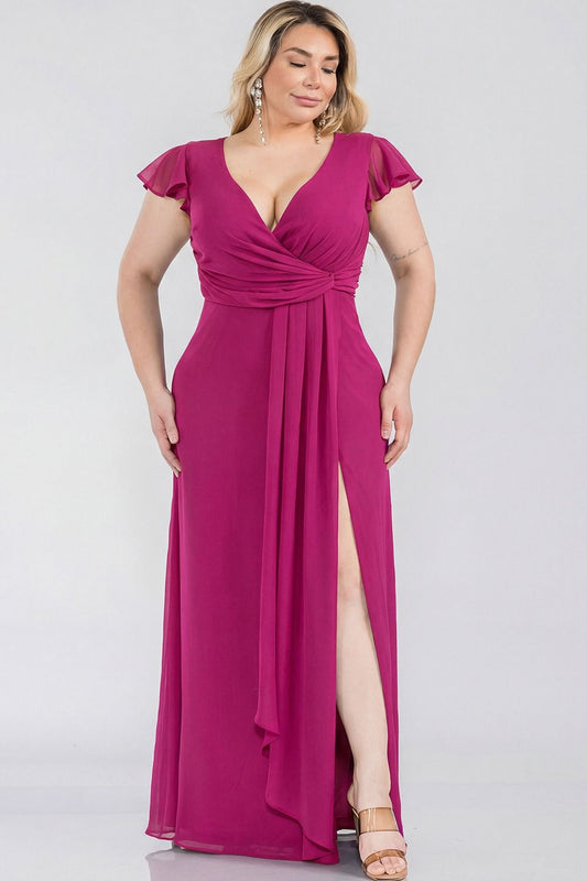 VESTIDO LARGO CON ESCOTE EN V 2406P