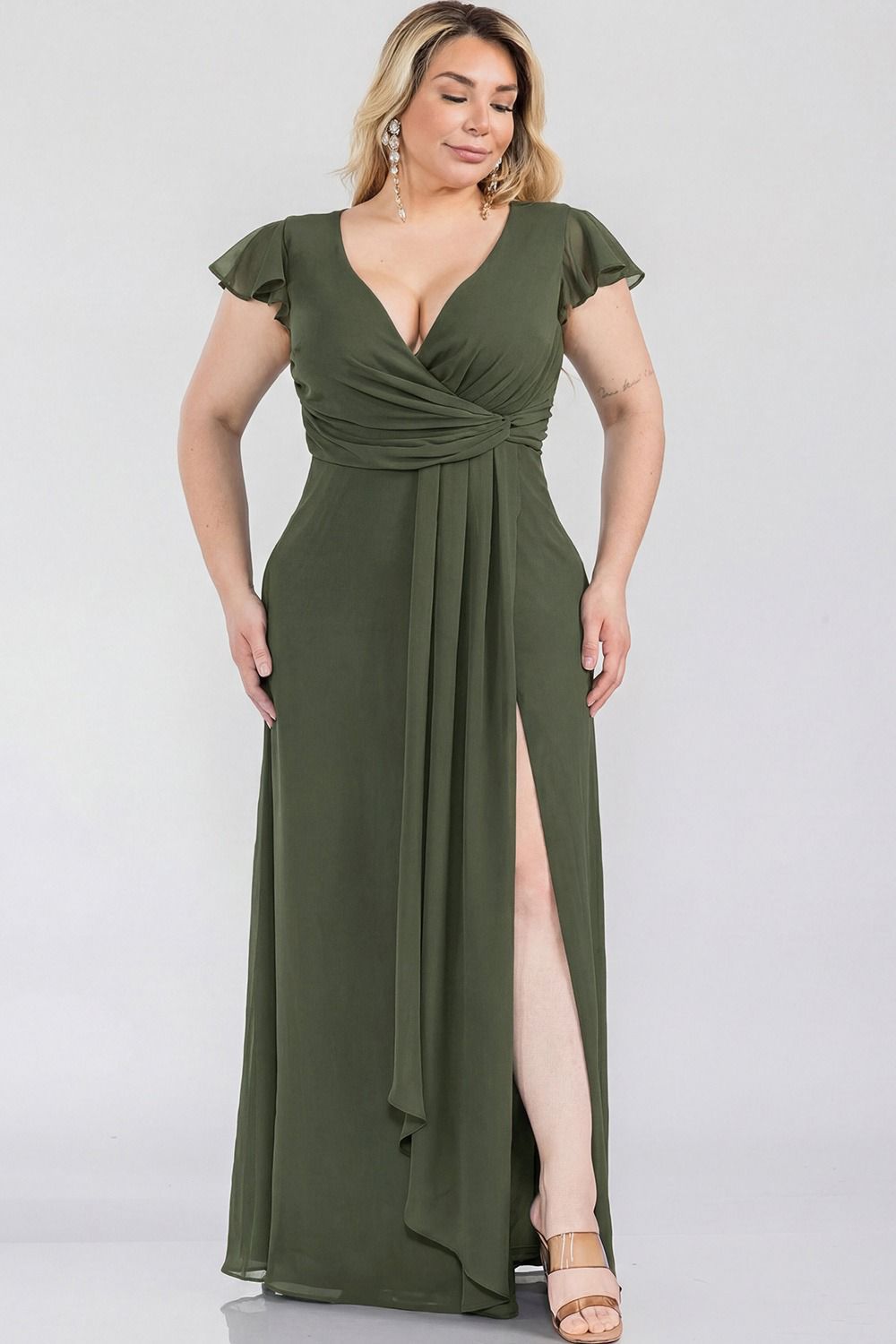 VESTIDO LARGO CON ESCOTE EN V2406P