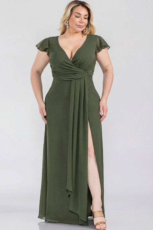 VESTIDO LARGO CON ESCOTE EN V2406P
