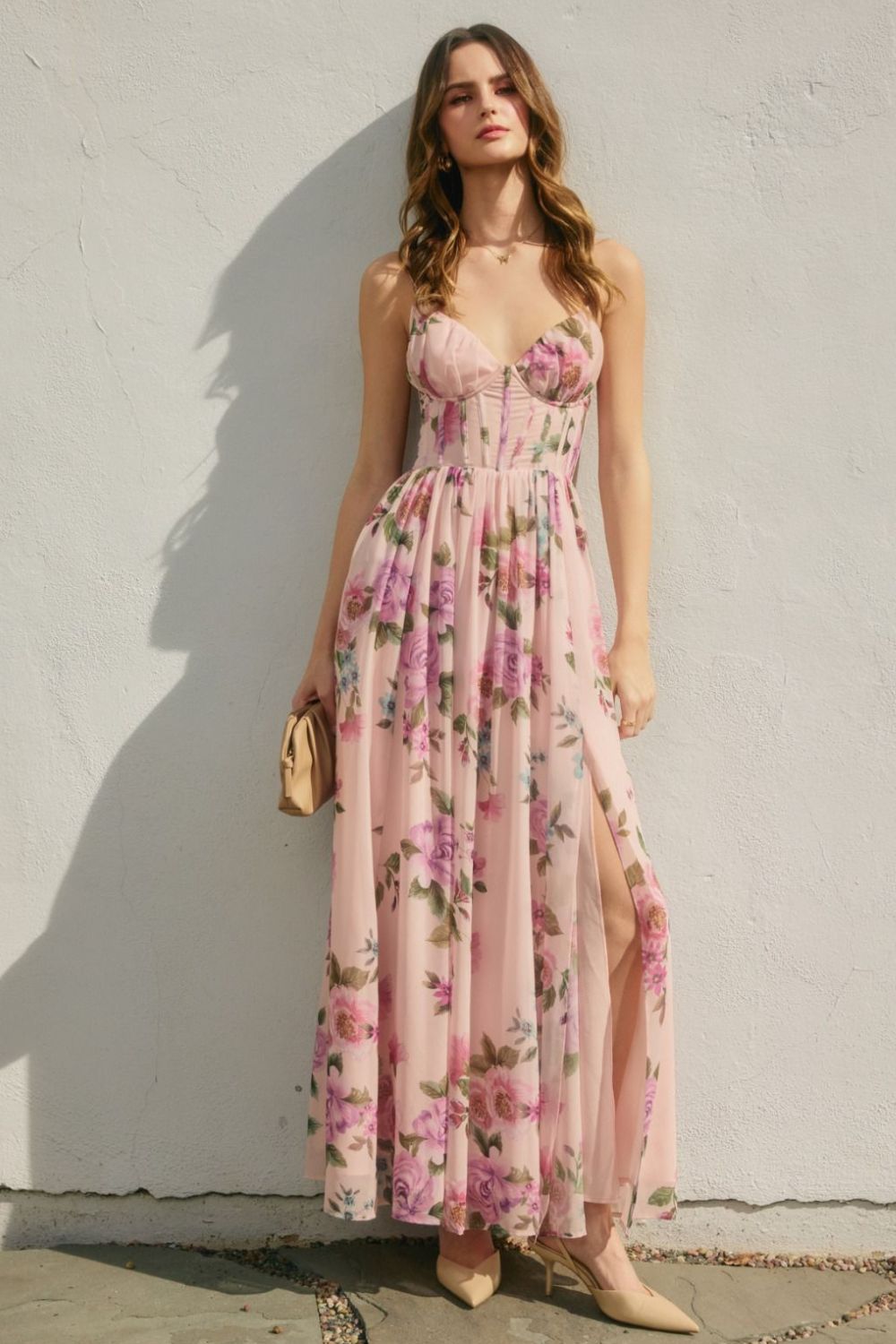 VESTIDO LARGO FLOREADO ESTILO CORSET FD12771-P2042