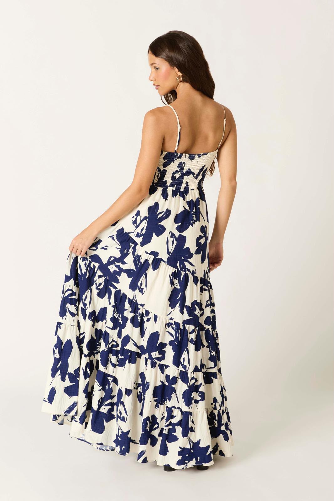 VESTIDO MAXI LINO ESTAMPADO FLORES CD-14121