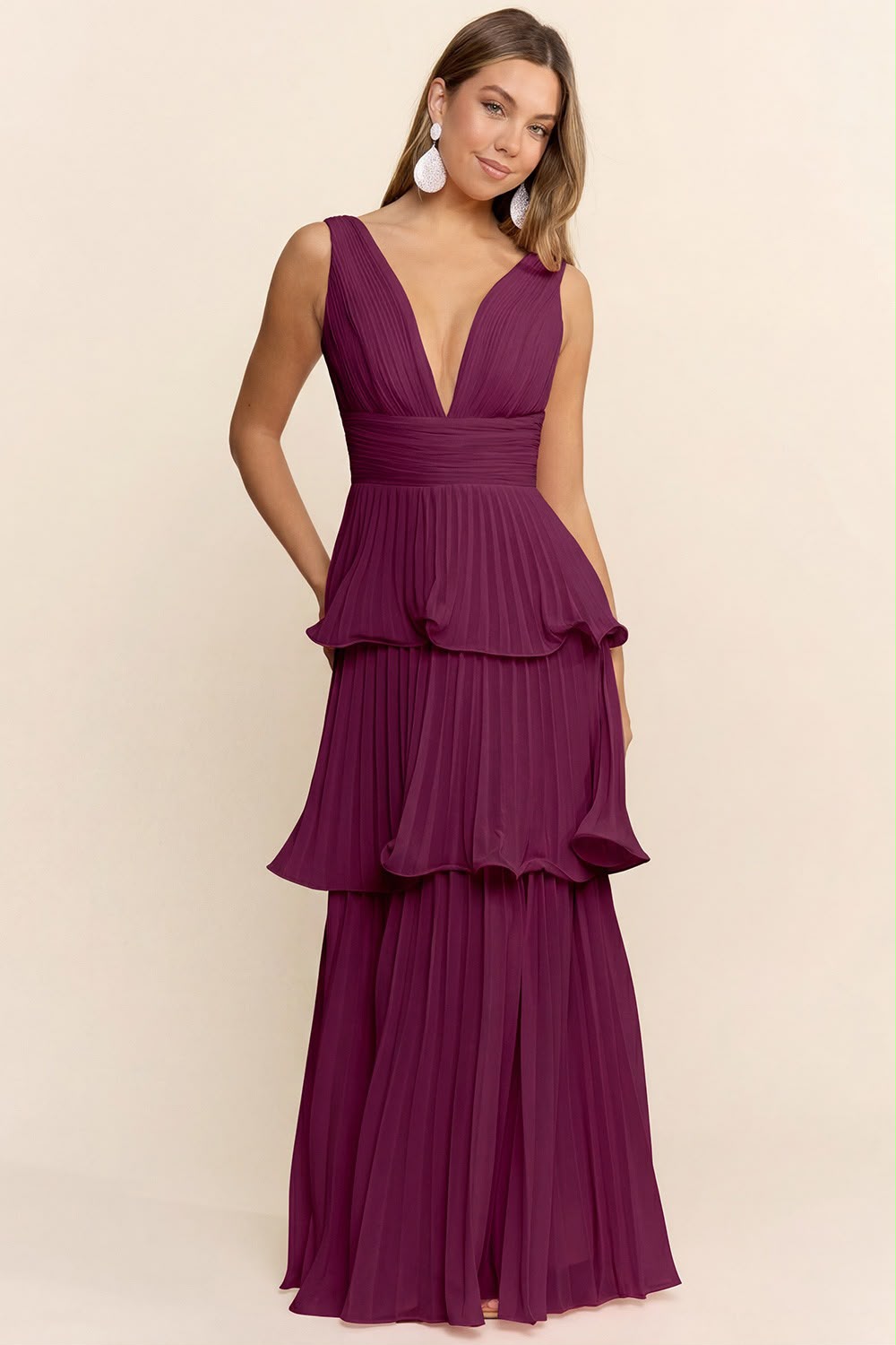 VESTIDO ESCOTE EN V CON VOLANTES MF22994