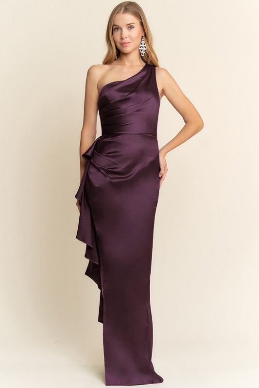VESTIDO ASIMÉTRICO SATINADO M24462