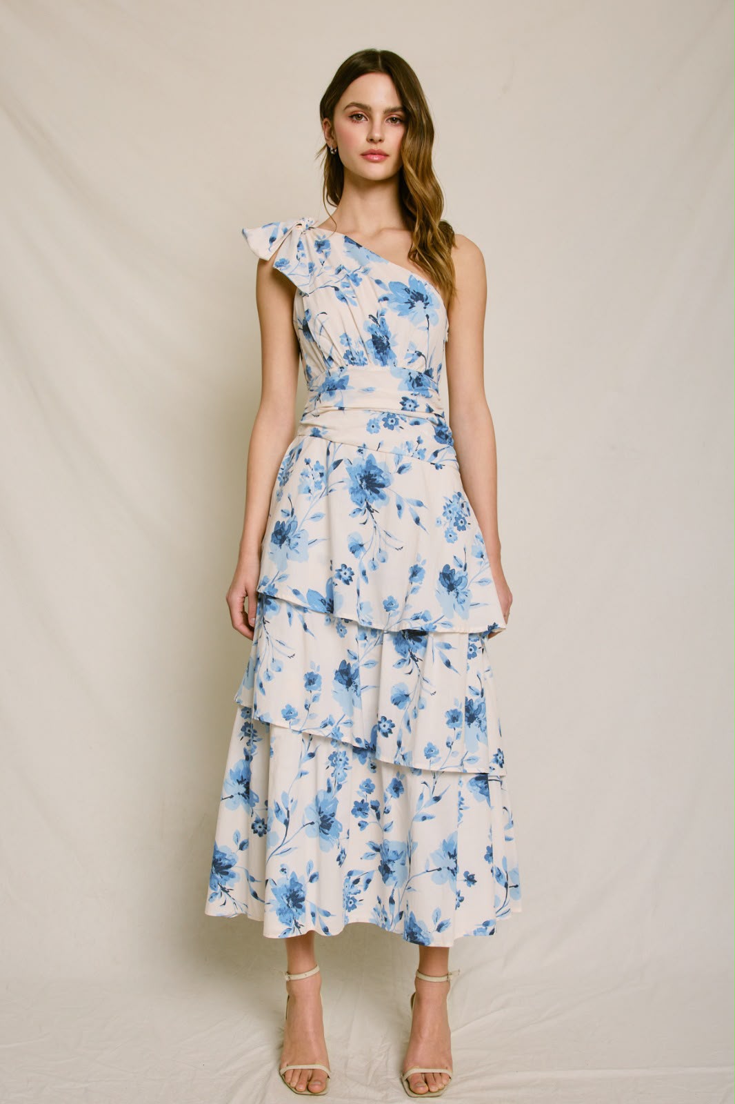VESTIDO LINO ASIMTÉTRICO ESTAMPADO FLORES FD12525-P2127