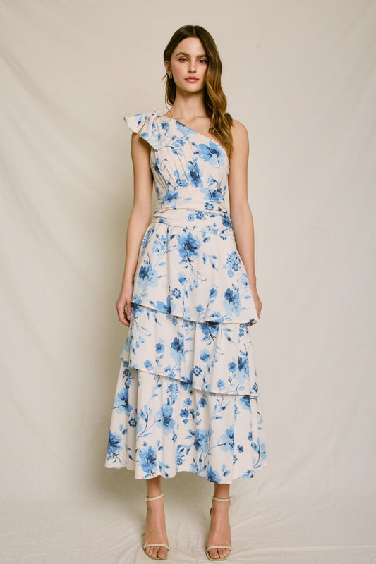 VESTIDO LINO ASIMTÉTRICO ESTAMPADO FLORES FD12525-P2127