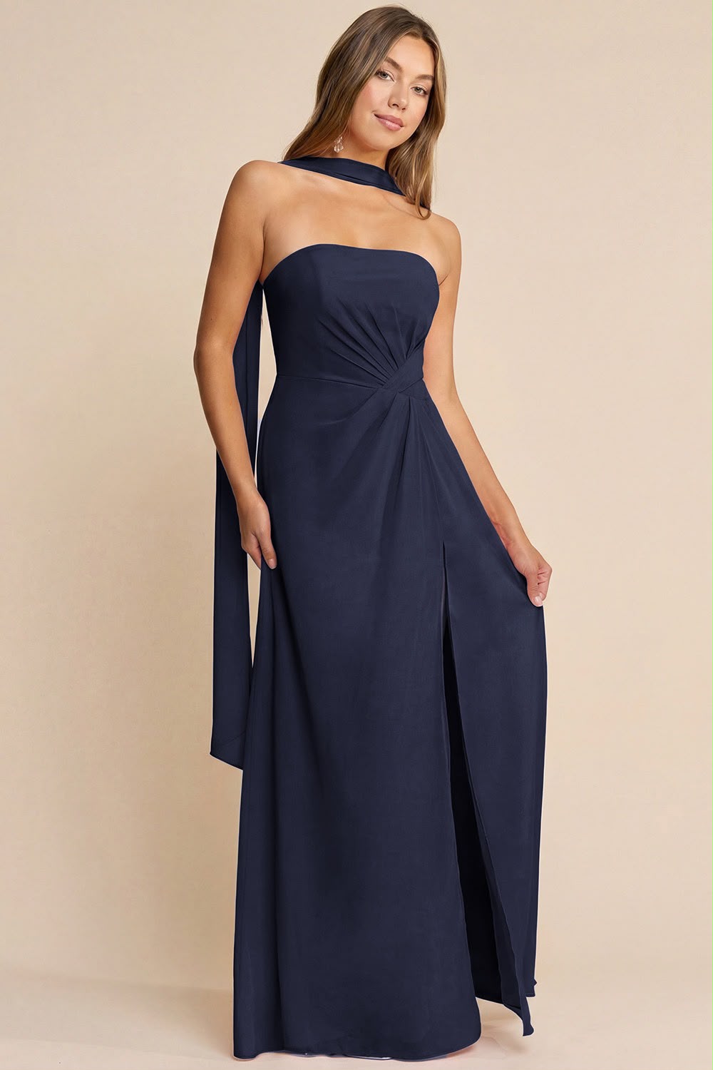 VESTIDO DETALLE CINTURA CON BUFANDA MF23090