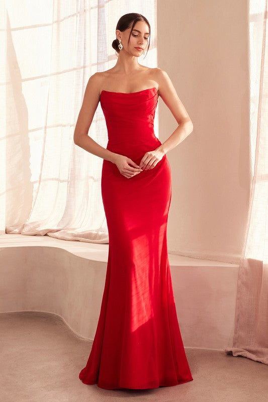 VESTIDO STRAPLESS CON CORSET T702